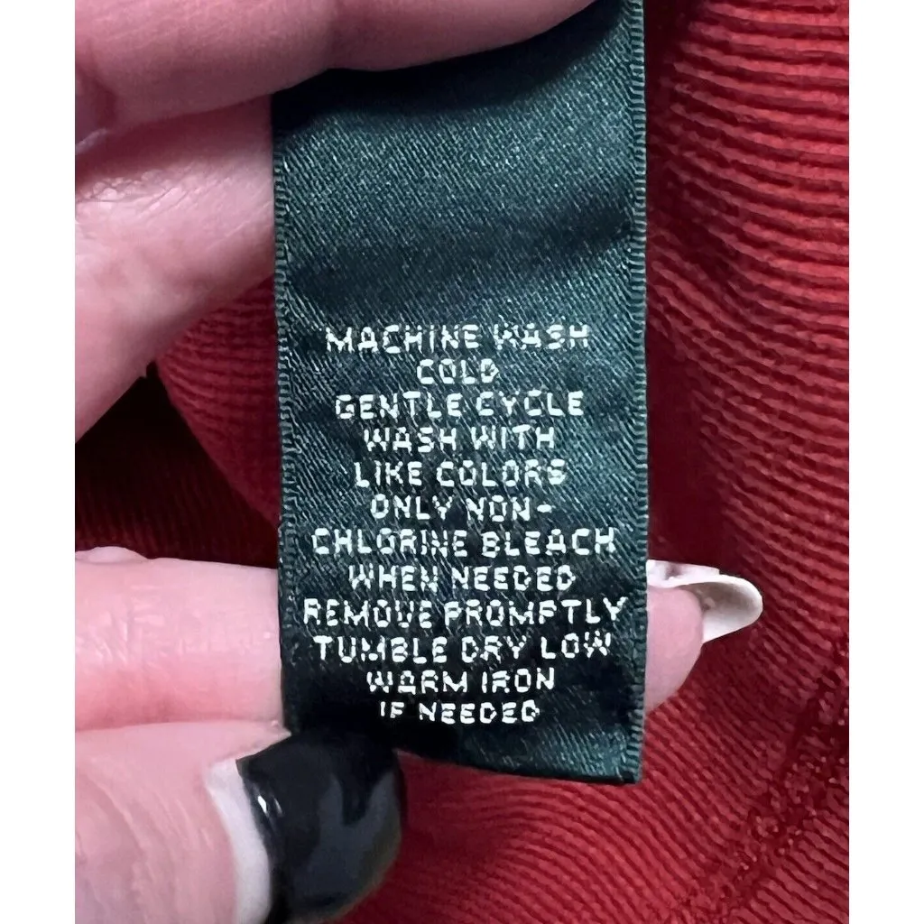 Lauren Ralph Lauren‎ Active Sweater Women Size Measured Red Embroidred 1/4 Zip - Image 7