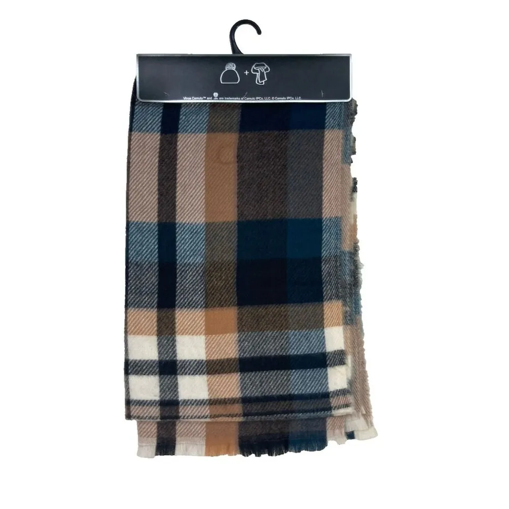 New Vince Scarf Plaid Brown Black Winter Neck Warmer Soft Warm Outdoor - Image 3