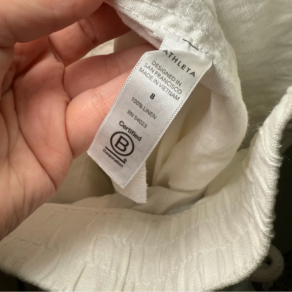 Athleta White Cabo Linen Wide Leg Pants - Image 7