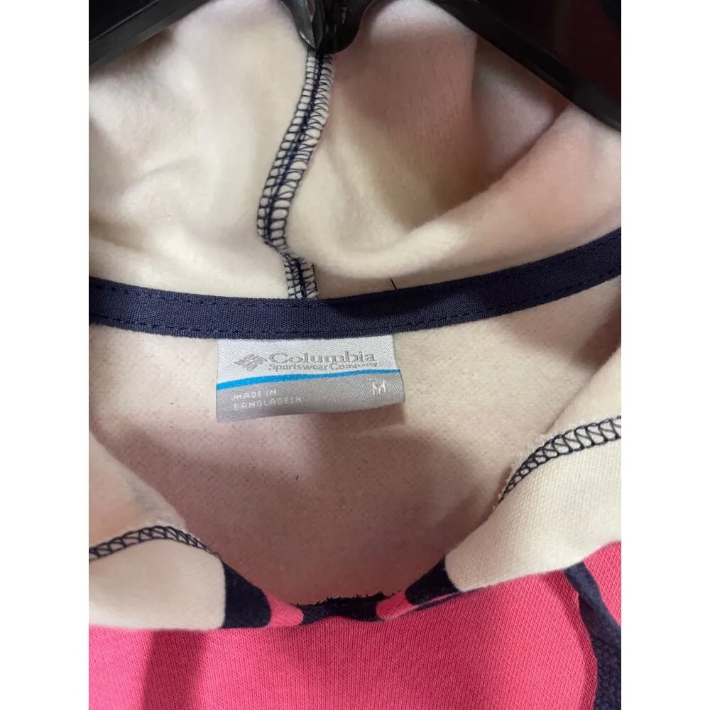 Columbia Trek Hoodie Dress Bright Pink Blue Stripe Size M - Image 3