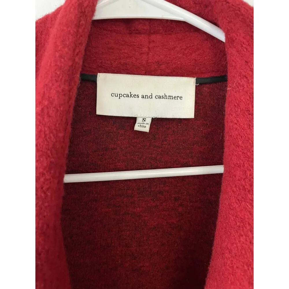 Cupcakes & cashmere 'Brighton' Houndstooth Wrap Coat Wool Belted Size Small Cozy Red - Image 7