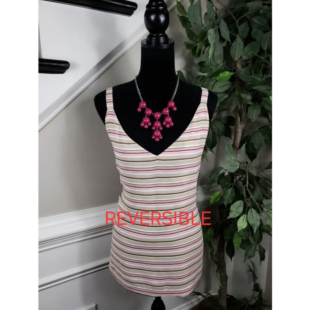 White House Black Market Tank Top Women's XLarge Multicolored V-Neck Reversible - Image 13