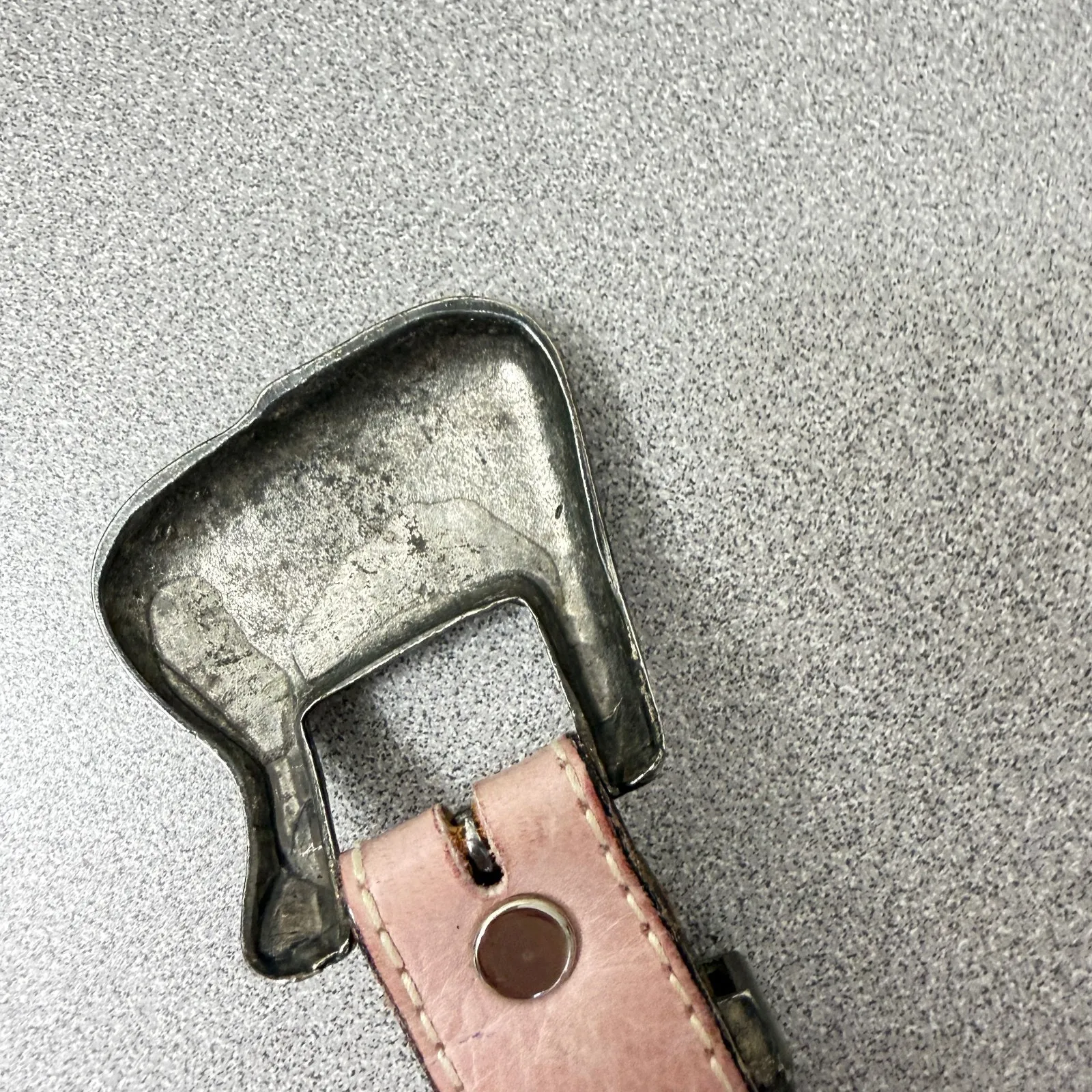 Jenny & The Boys Leather Belt Womens Medium Pink Metal Buckle Embossed Fringe - Image 8