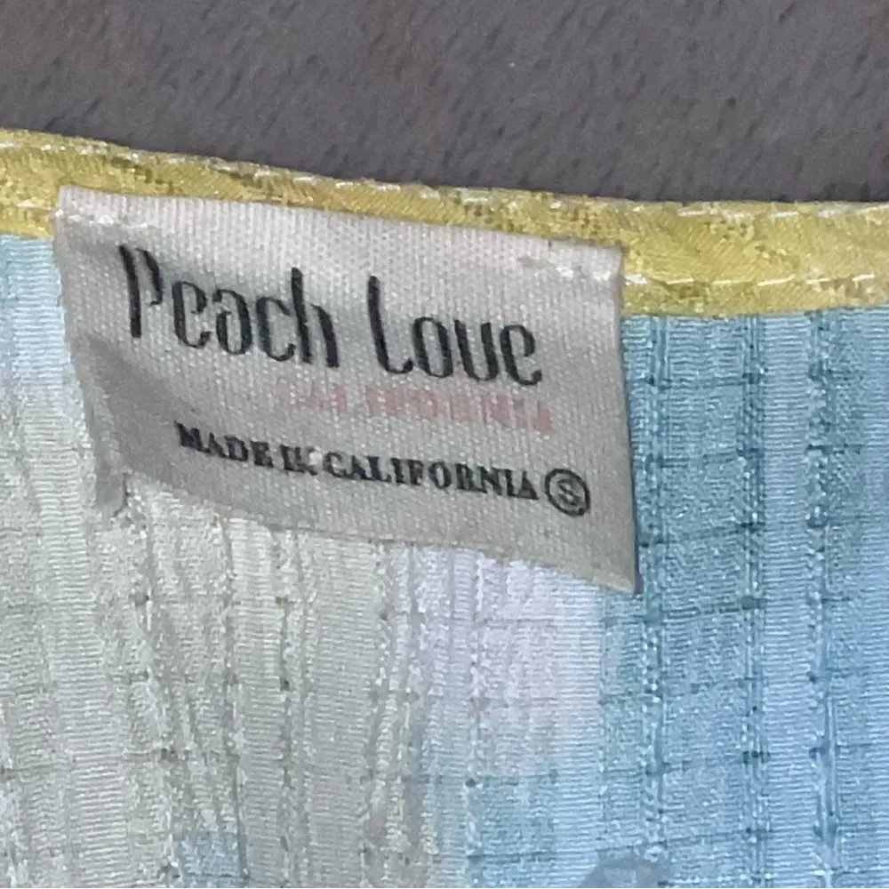 Women’s Small Peach Love California Green and Pink Puff Sleeve Sundress - Image 2