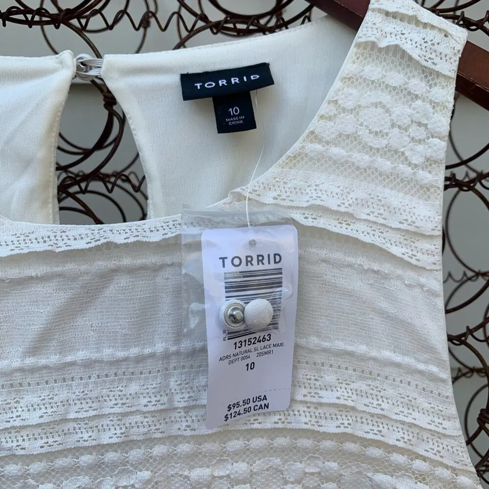 Torrid ivory lace tiered boho prairie maxi dress NEW Size 10 - Image 3