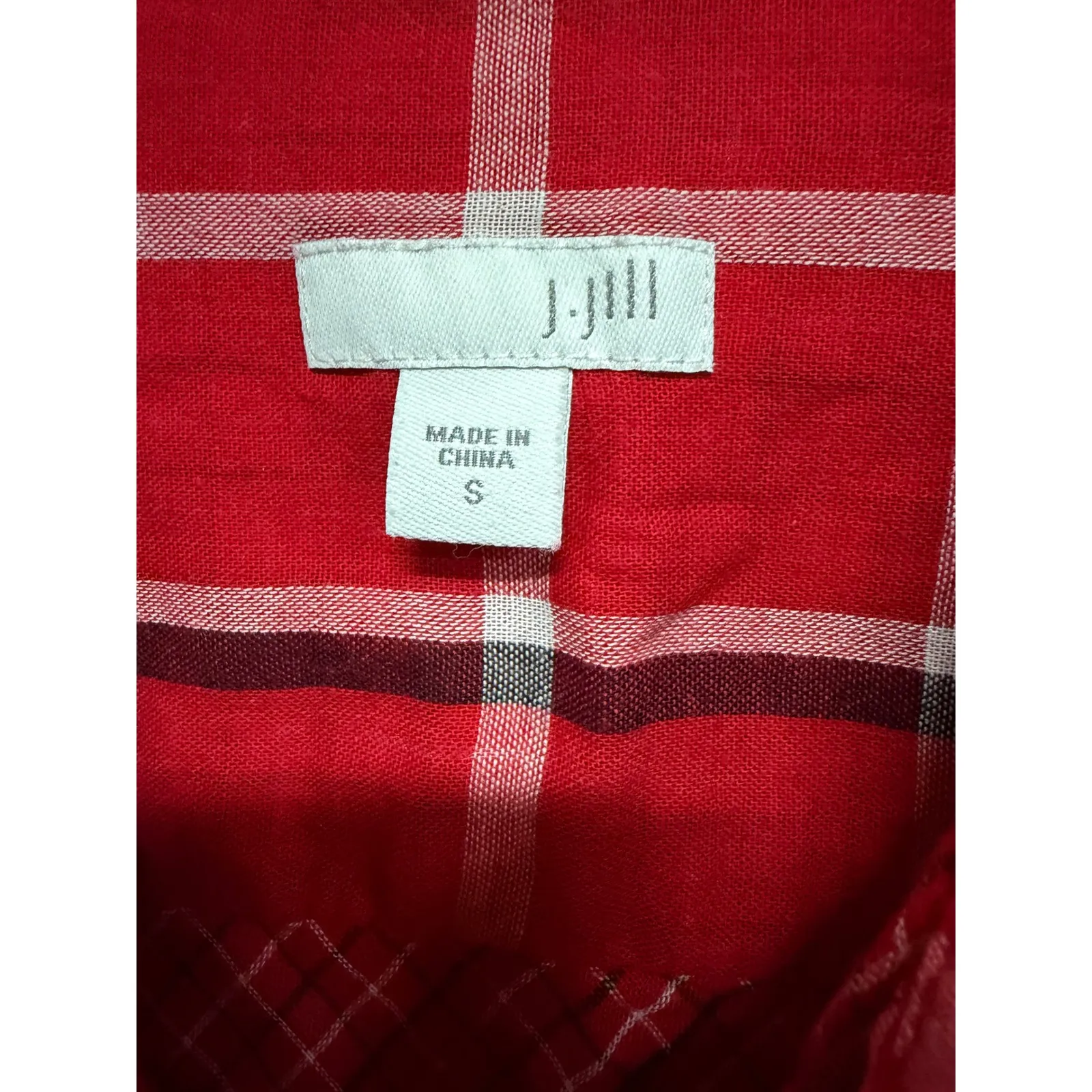 J. Jill Red Double Plaid Tunic Style Button Down Size Small Holiday Christmas - Image 6