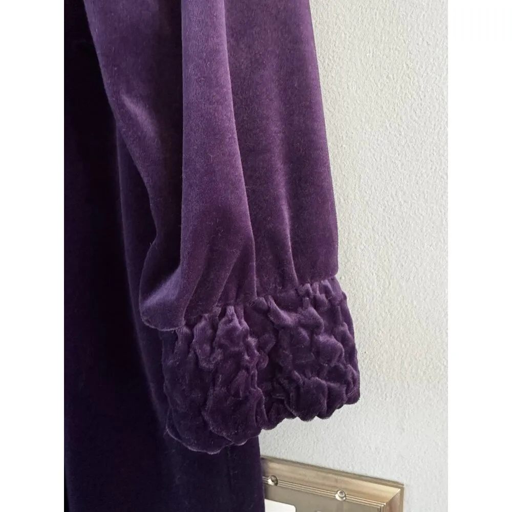 Delicates Vintage Purple Velour Pullover Robe Nightgown Women’s Size Medium - Image 4