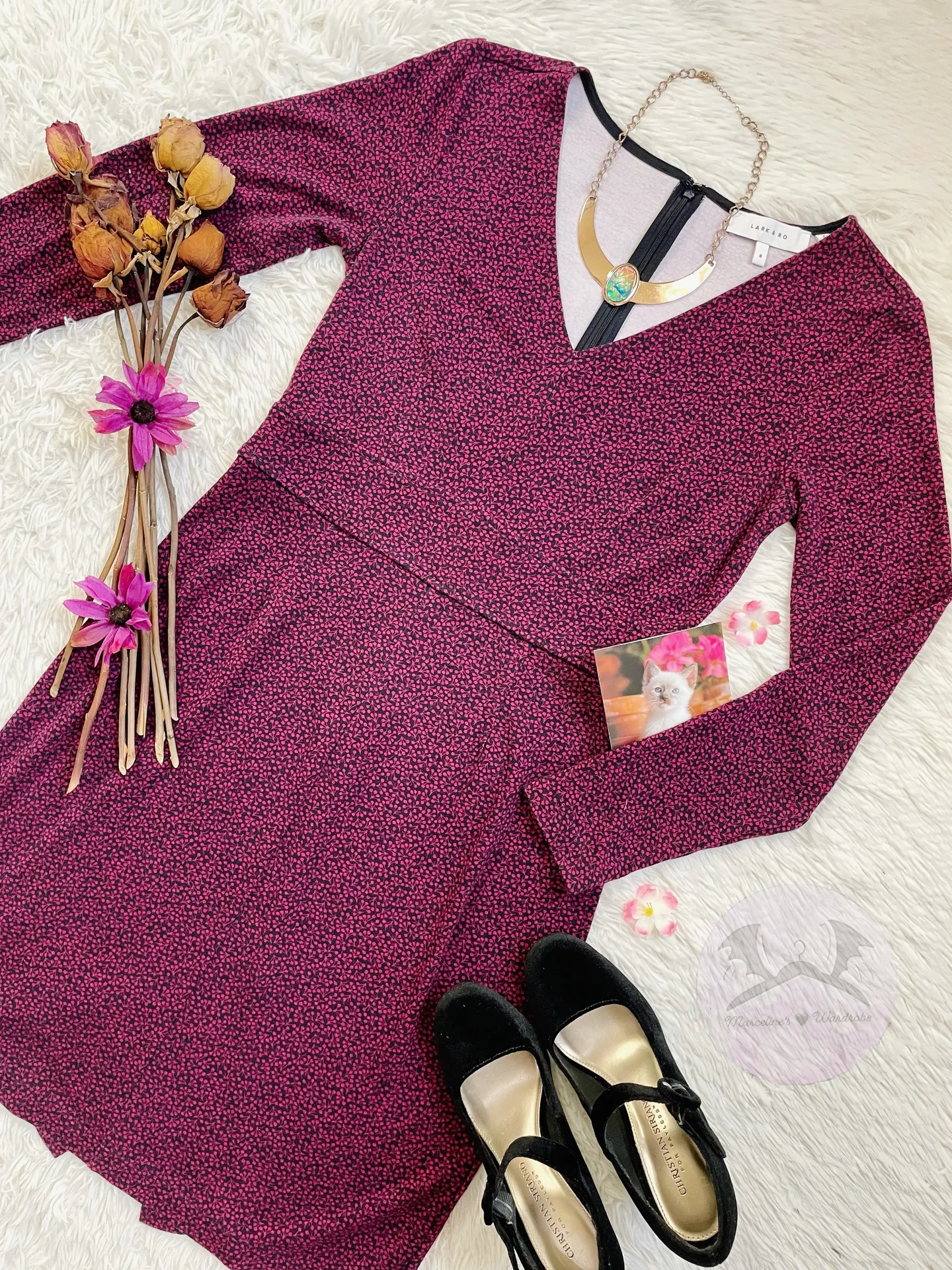 V neck surplice midi dress Purple Size 8 - Image 2