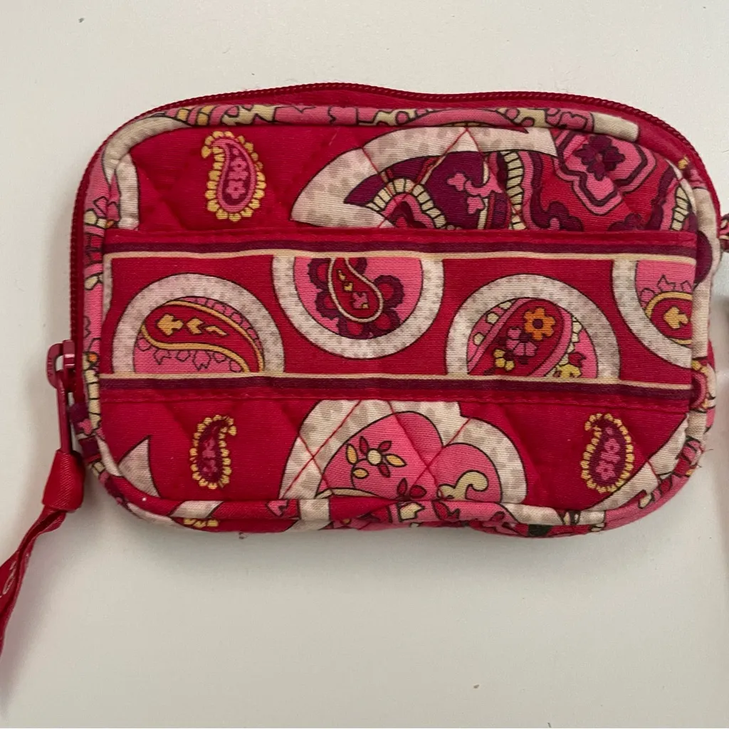 Vera Bradley Pouch Rosie Posie Tech Case Wristlet Cards Floral Pink Red Retired - Image 2