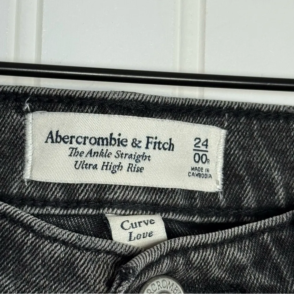 Abercrombie & Fitch The Ankle Straight Ultra High Rise Curve Love Black Jeans 24 - Image 9