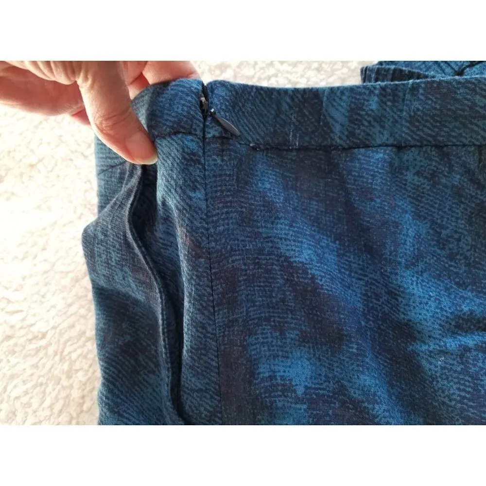 H by Halston Womens Petite Wide Leg Blue Patterned Rayon Crop Pants Sz 20WP - Image 5