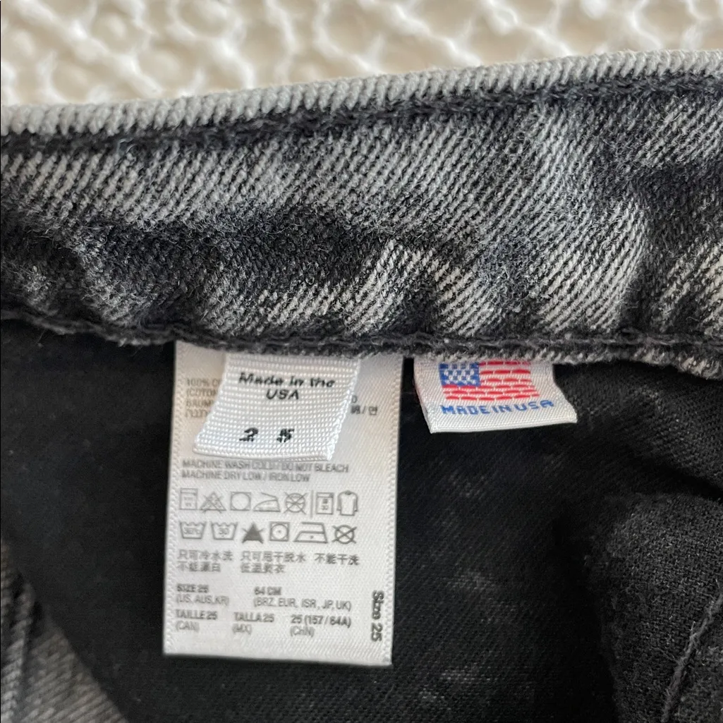 AMERICAN APPAREL Jeans Denim High Rise Acid Wash Cotton Shorts Cuff Hem Size 25 - Image 7