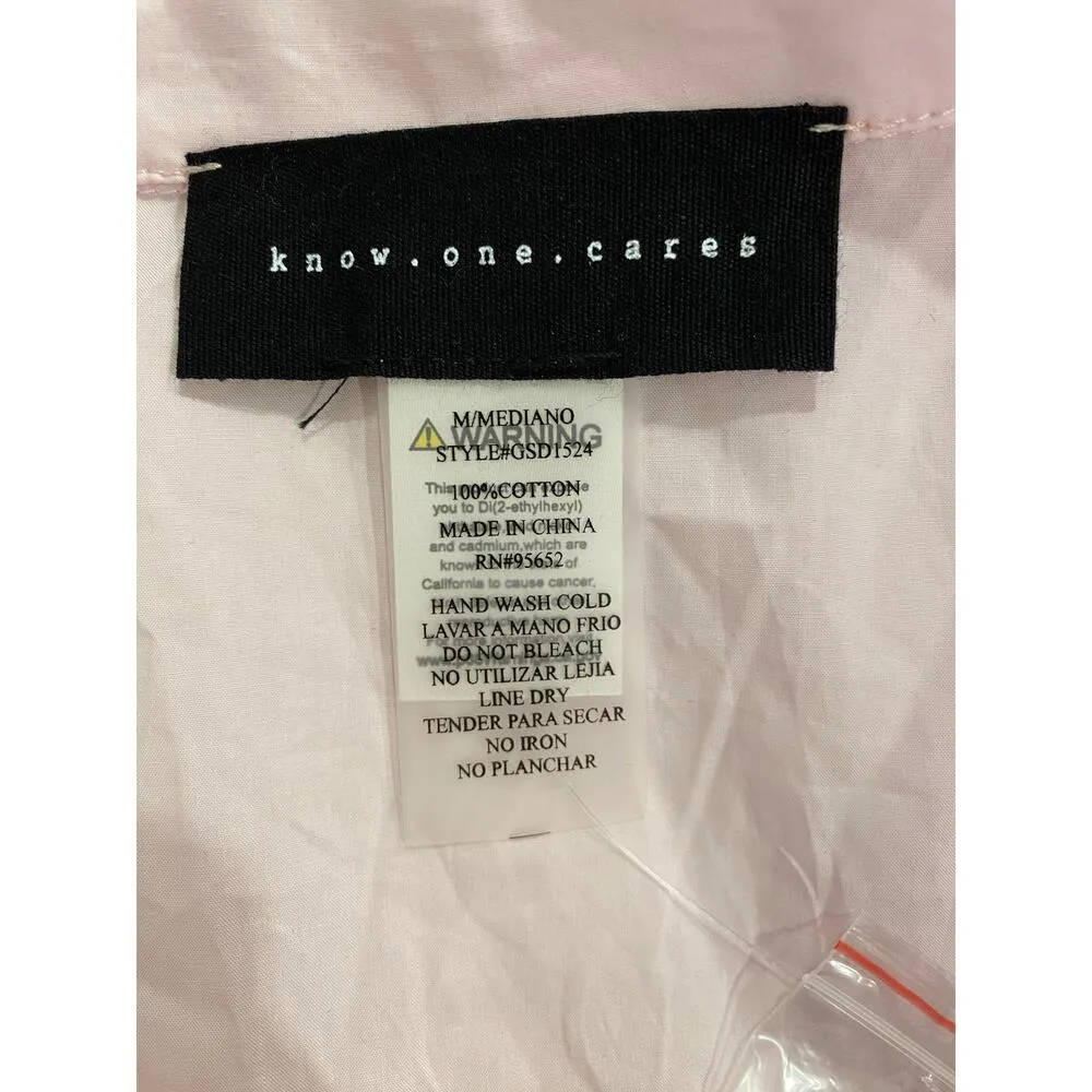 Know One Cares Women’s Medium Shirt Dress Light Pink Cotton Button-Up - Image 3