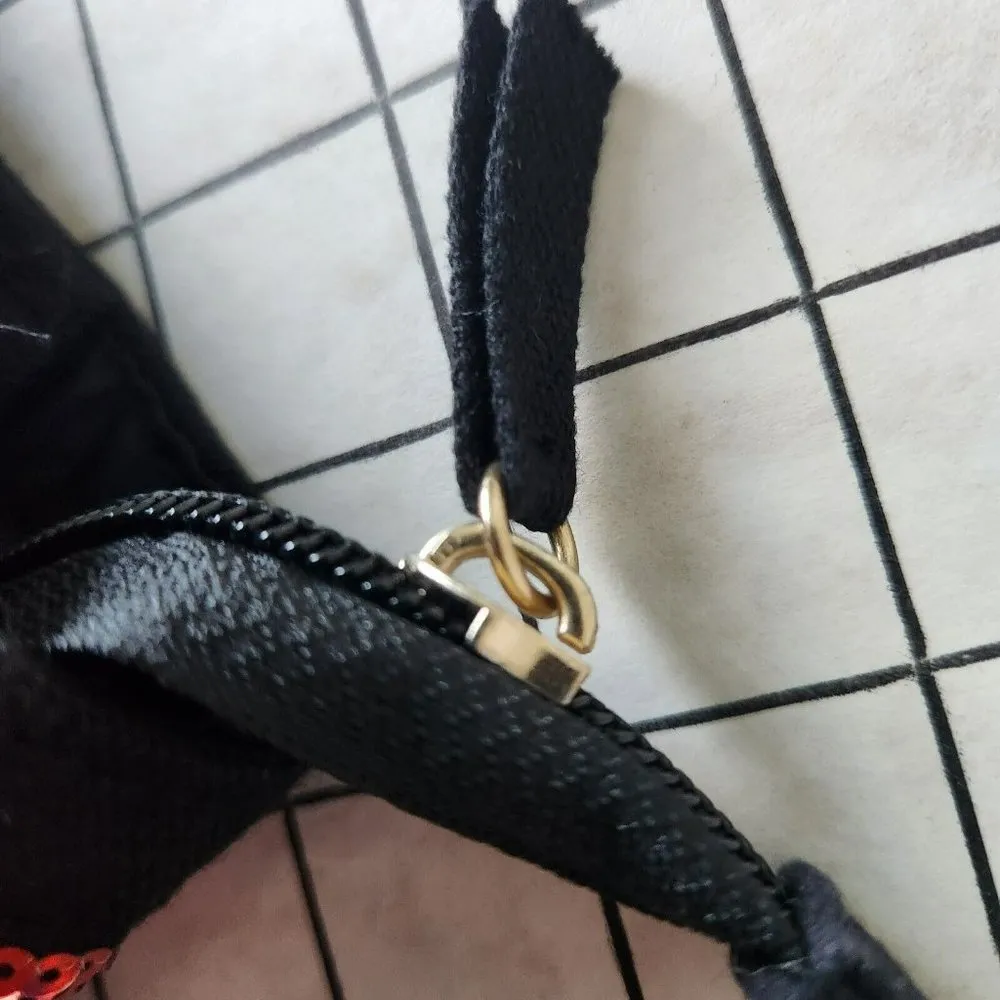 Victoria's Secret Sequin Lip Zip Shoulder Tote Weekend Duffle Gym Black Bag - Image 15