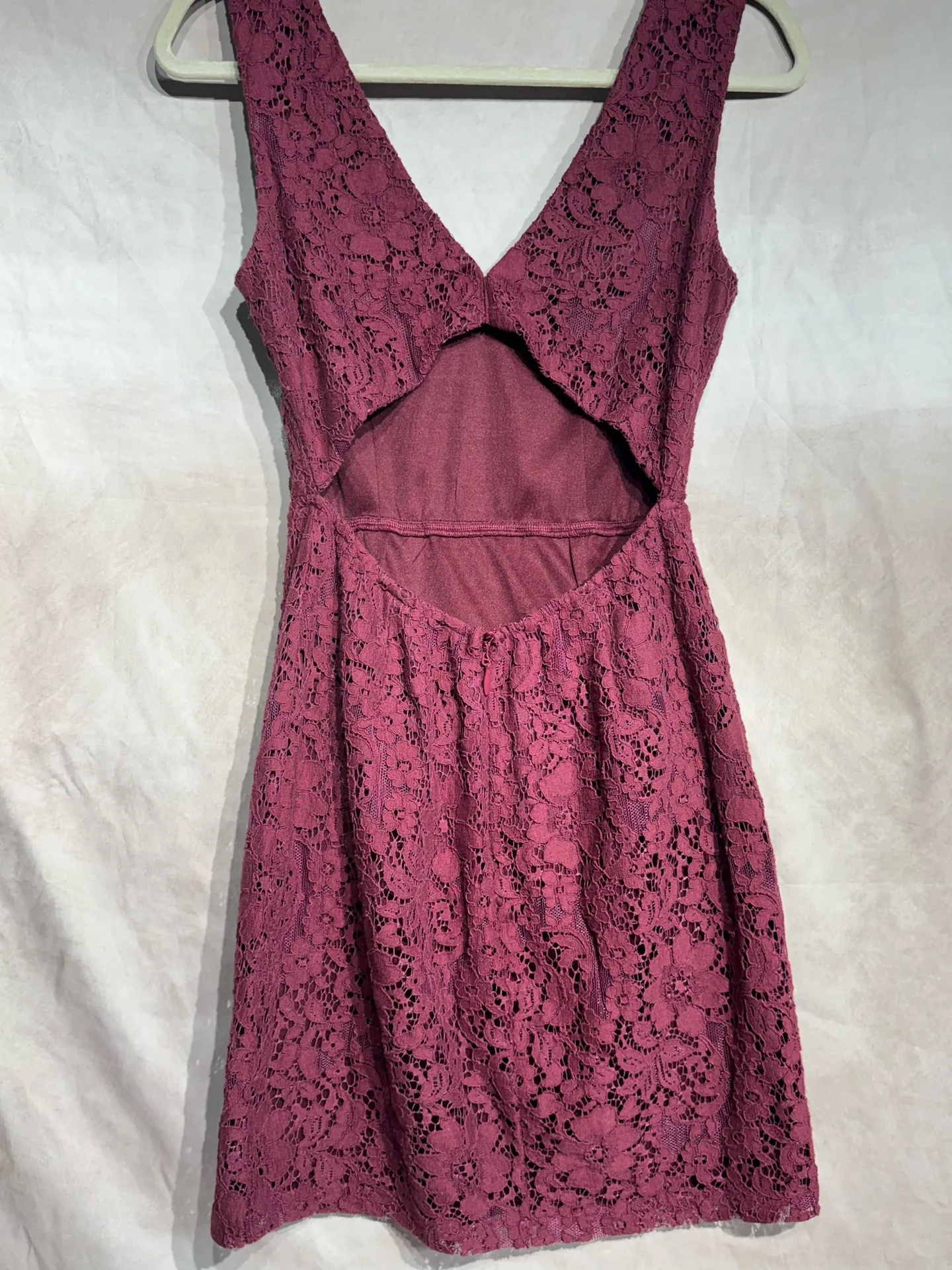 Lulus Dress Lace Burgundy - Image 3
