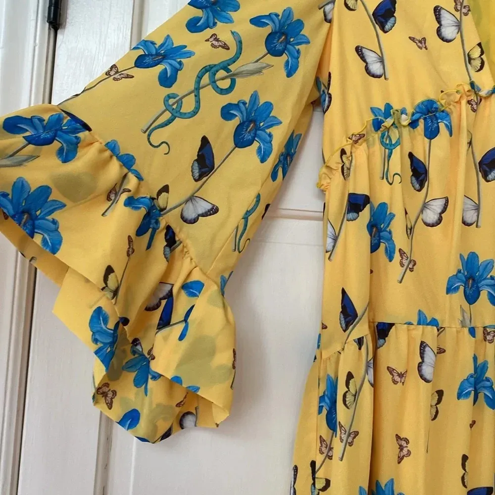 Borgo De Nor Iris Yellow‎ Floral Print High Low Dress Butterfly Size UK 6 US 2 Yellow - Image 6