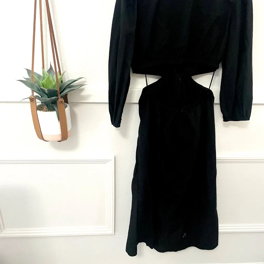 Gap Puff Sleeve Cut Out Midi Dress Long Sleeve Black Size M Tall - Image 6