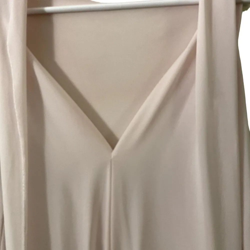 Maly sleeveless powder pink high low ruffle top summer v - Image 4