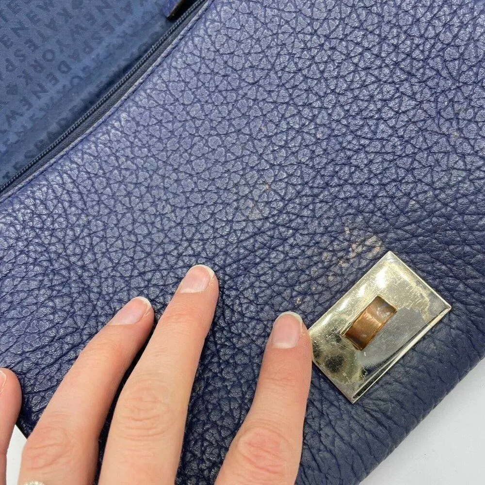 Kate Spade NY Merrick Blue Crossbody Handbag Pebbled Leather Purse Bag Gold - Image 4