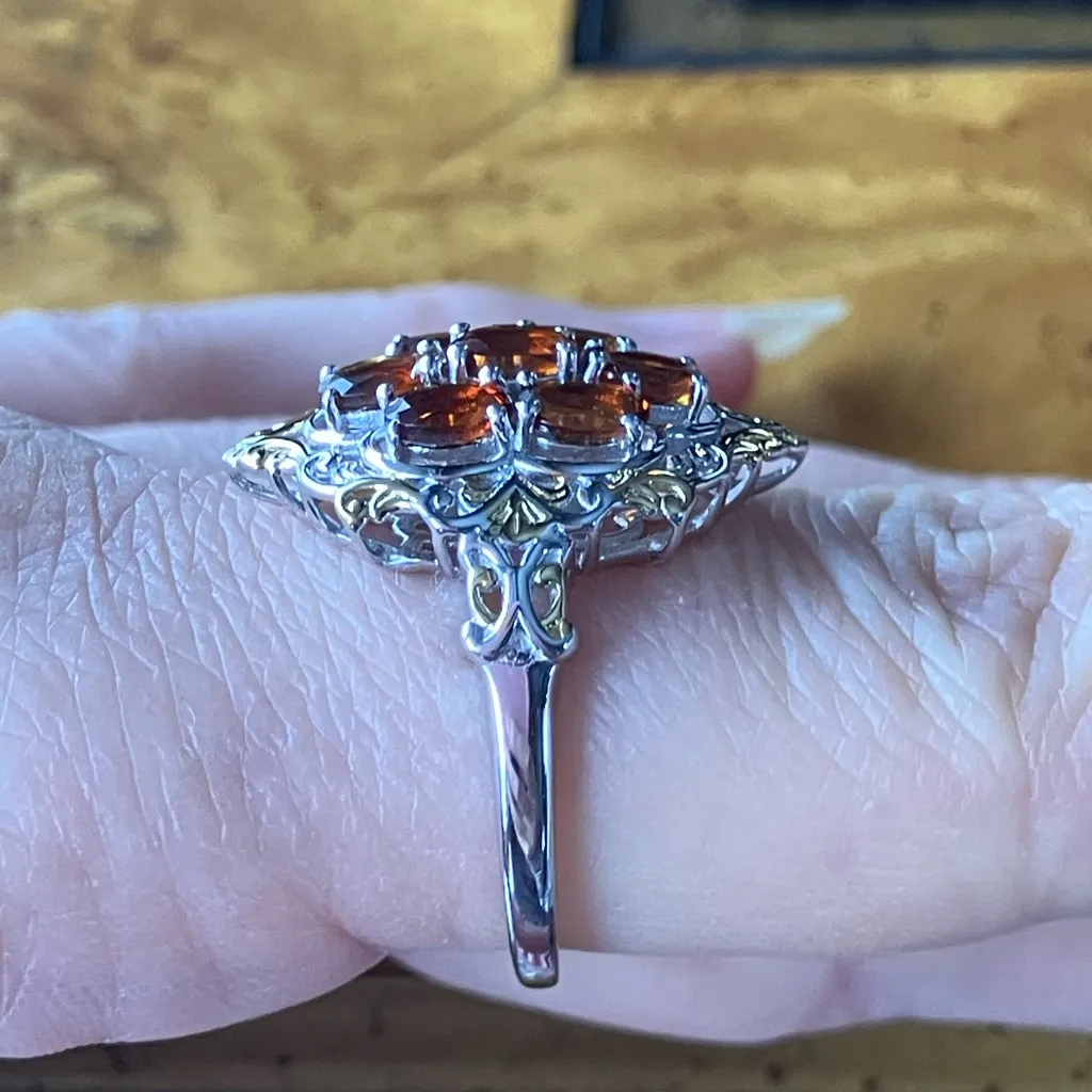 Natural Cherry Citrine Sterling Silver Ring Size 8 - Image 3