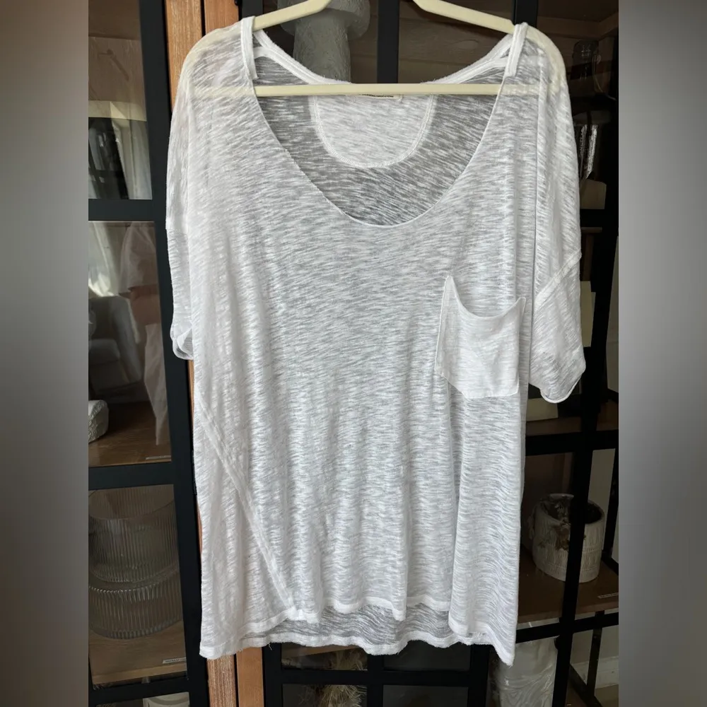 Free People tee oversized Care All I Need we the free scoop short sleeve pocket - Image 2