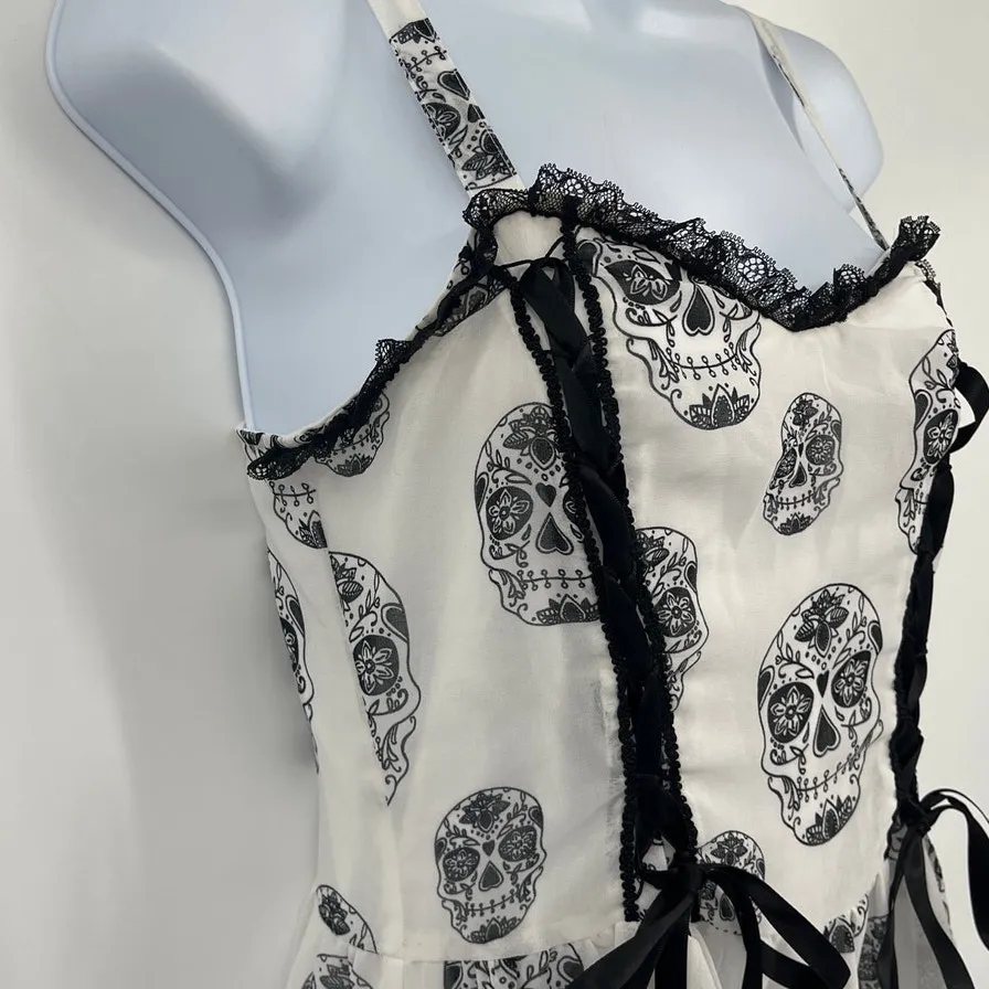 Royal Bones Tripp NYC Y2K Skull Dress Sz S Goth Emo Alt Girl Punk Lace Corset - Image 5