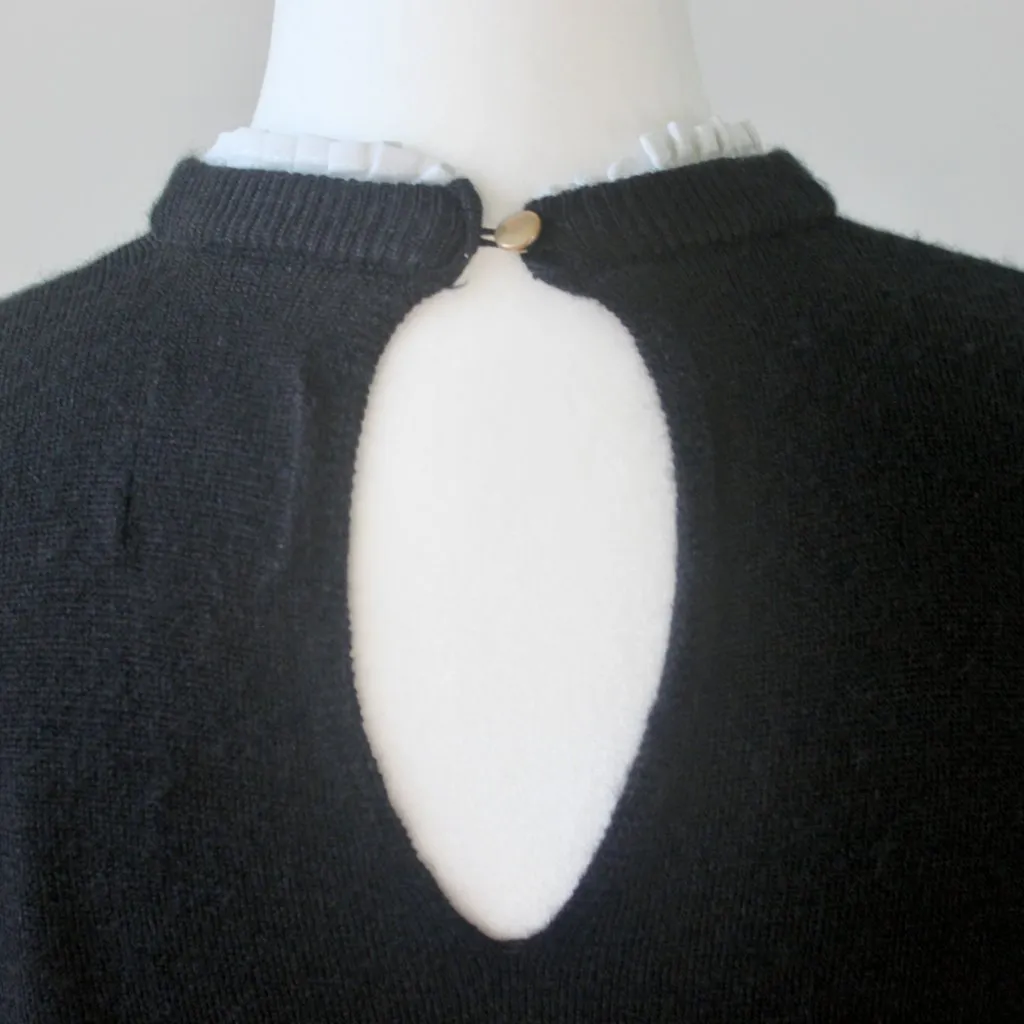 Vince Camuto Black Sweater Ruffle Collar Knee-Length Preppy Cute Dress Small - Image 8