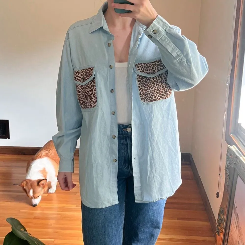 Vintage Princeton Club Chambray Button Down Blue Size M - Image 3