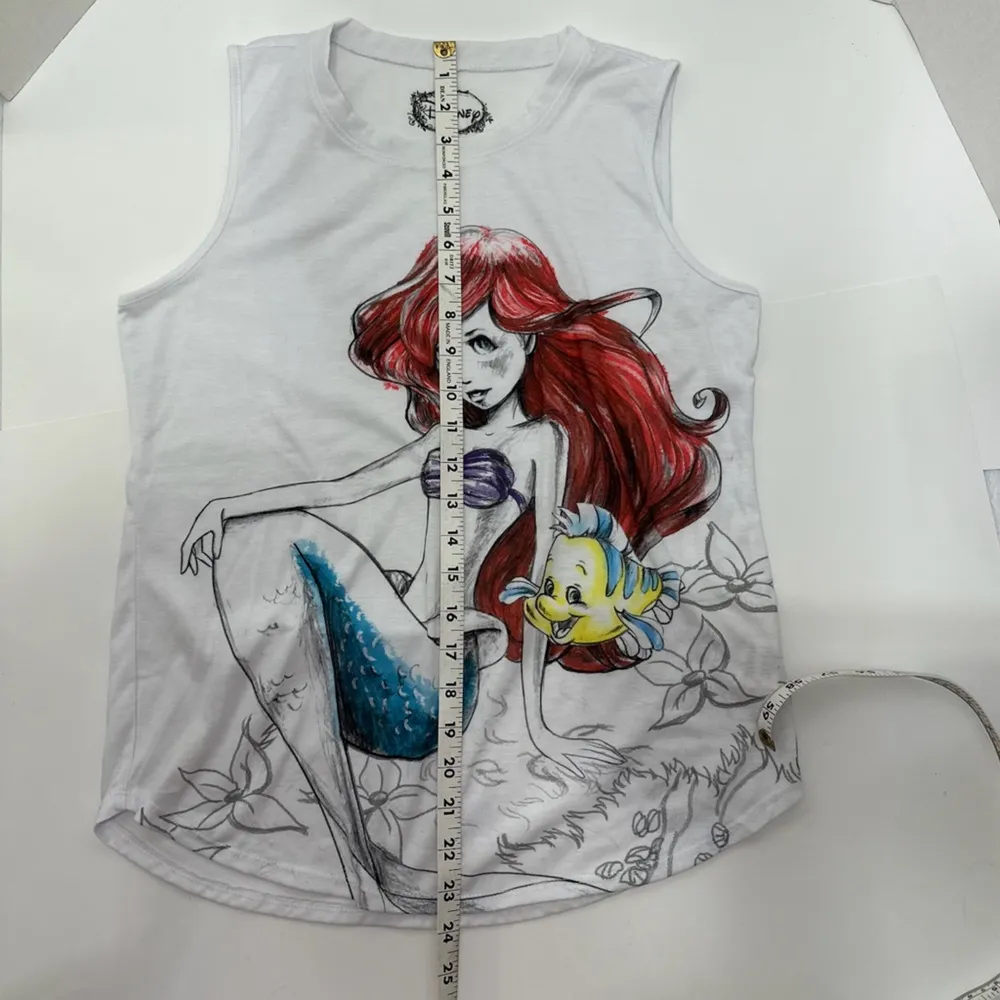 Disney The Little Mermaid White Ariel Sketch Drawn Artsy Tank Top Size Small - Image 12