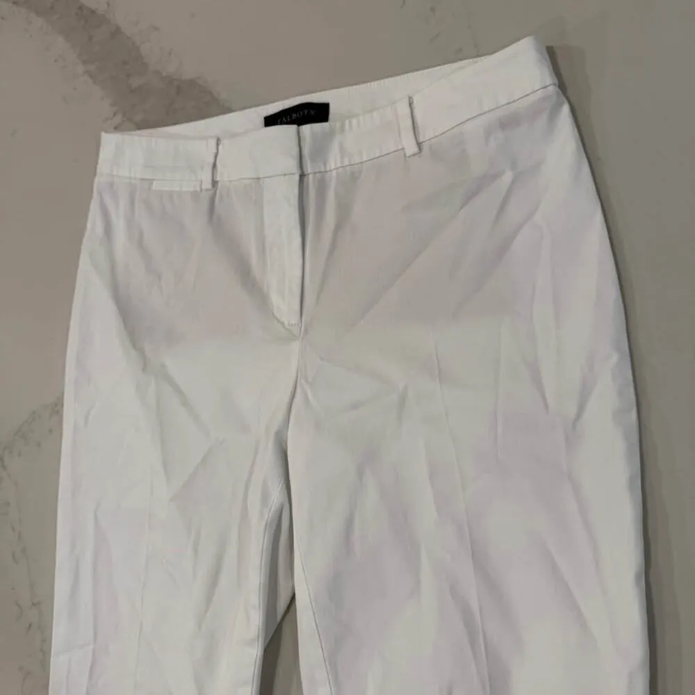 Talbots Slim Straight Lace Up Ankle Chino Pants Womens 4 White Preppy Minimalist - Image 3