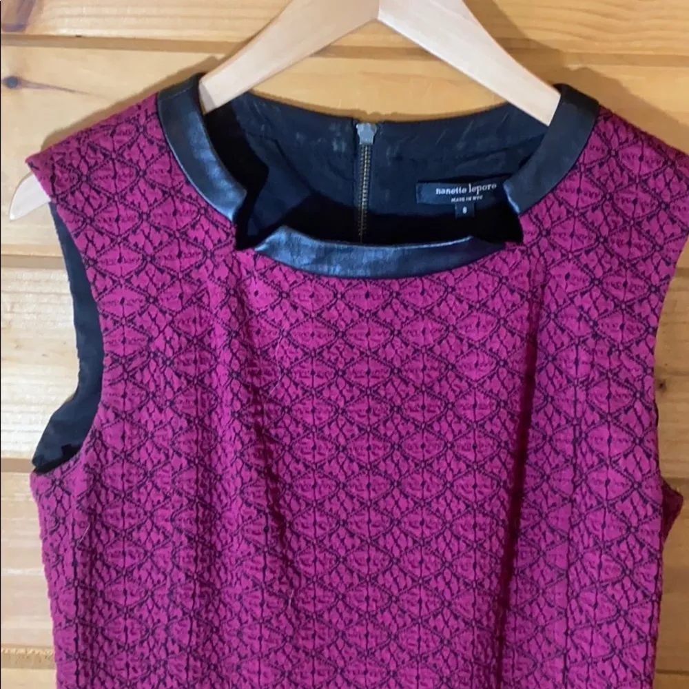 Nanette Lapore leather trim raspberry dress - Image 6