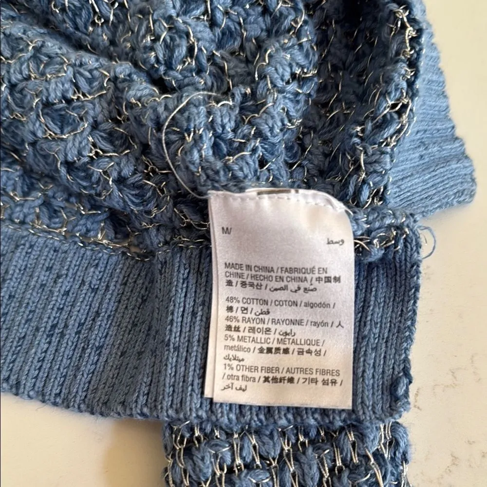 I.N.C. Women's Blue Sweater with silver metallic threads. Size Medium. Blue - Image 5