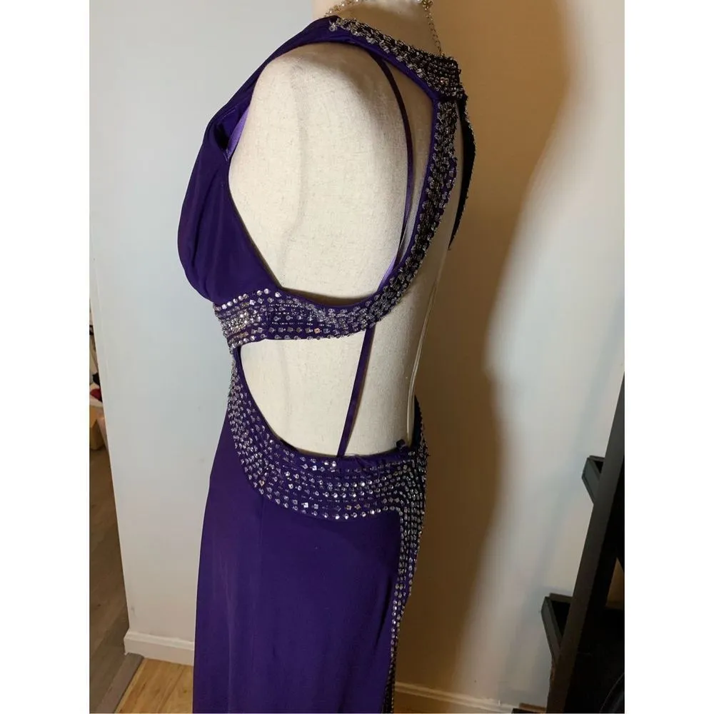 purple long dress with sequence size 8 - Image 3