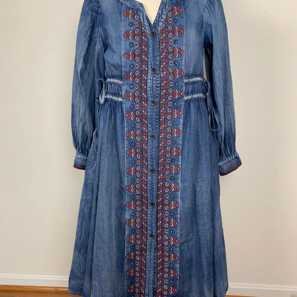 Vintage Keer Qiaowa Mid Denim Dress S - Image 2