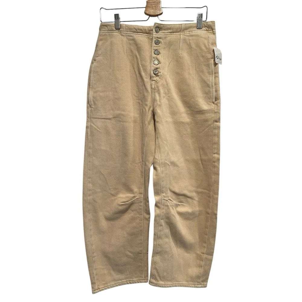 Free People We The Free Osaka Mid Rise Barrel Womens Size 28 NWT Latte Cream‎ - Image 6