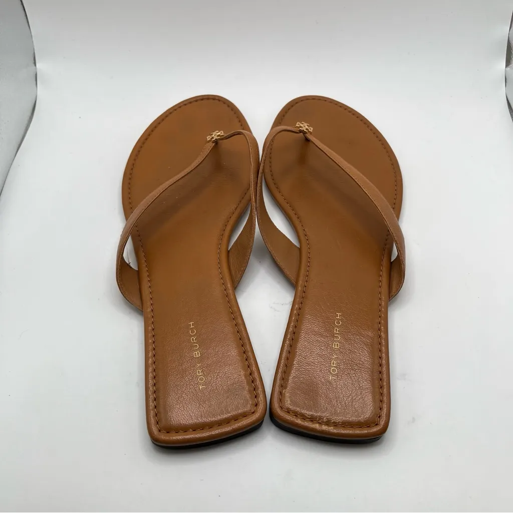 Tory Burch Women's Capri Leather Flip Flop Sandals size 10 leather brown - Image 4