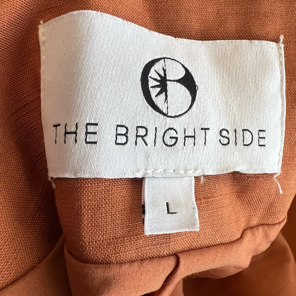 THE BRIGHT SIDE $198 NOMAD JUMPSUIT SIERRA ROCKY BARNES Size Large Linen Blend - Image 4
