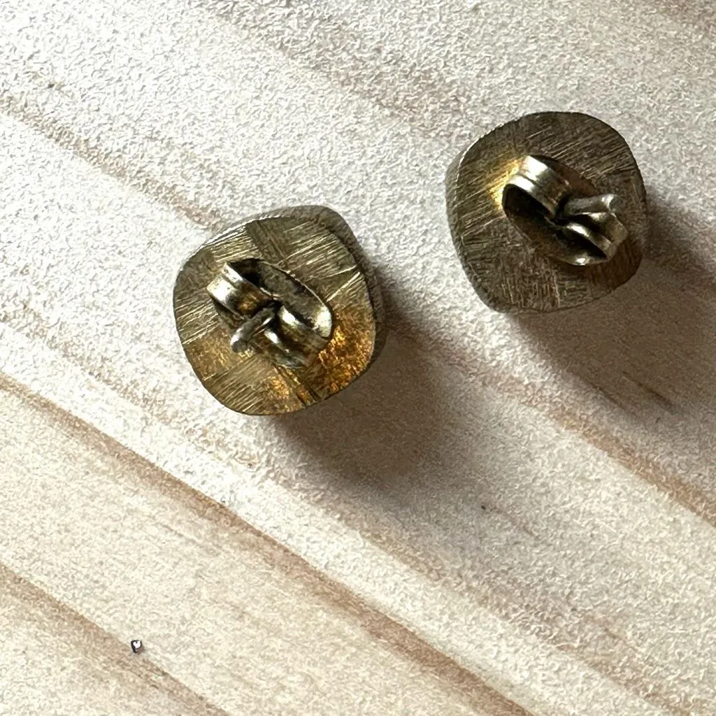 Faux Druzy Resin Stud Earrings in Brushed Gold - Image 6