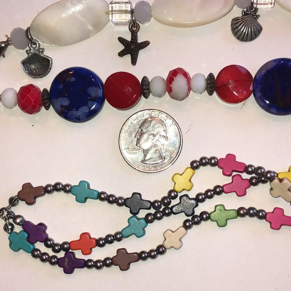 Colorful Beaded Interchangeable Watch Band Clip On Set Red - Image 5