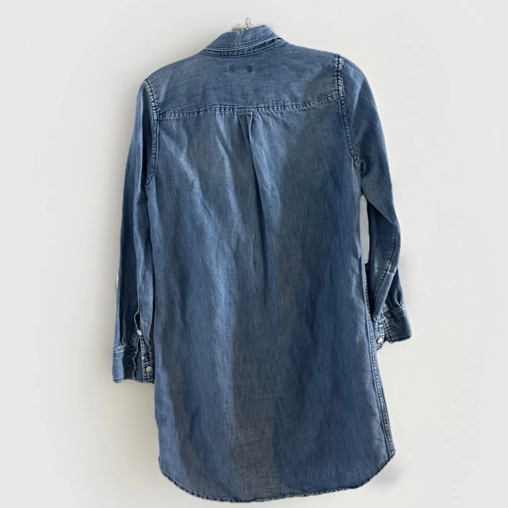 J.‎ Crew Long Sleeve Denim Shirt Dress 50% Cotton 50% Linen Size 4 Casual - Image 3