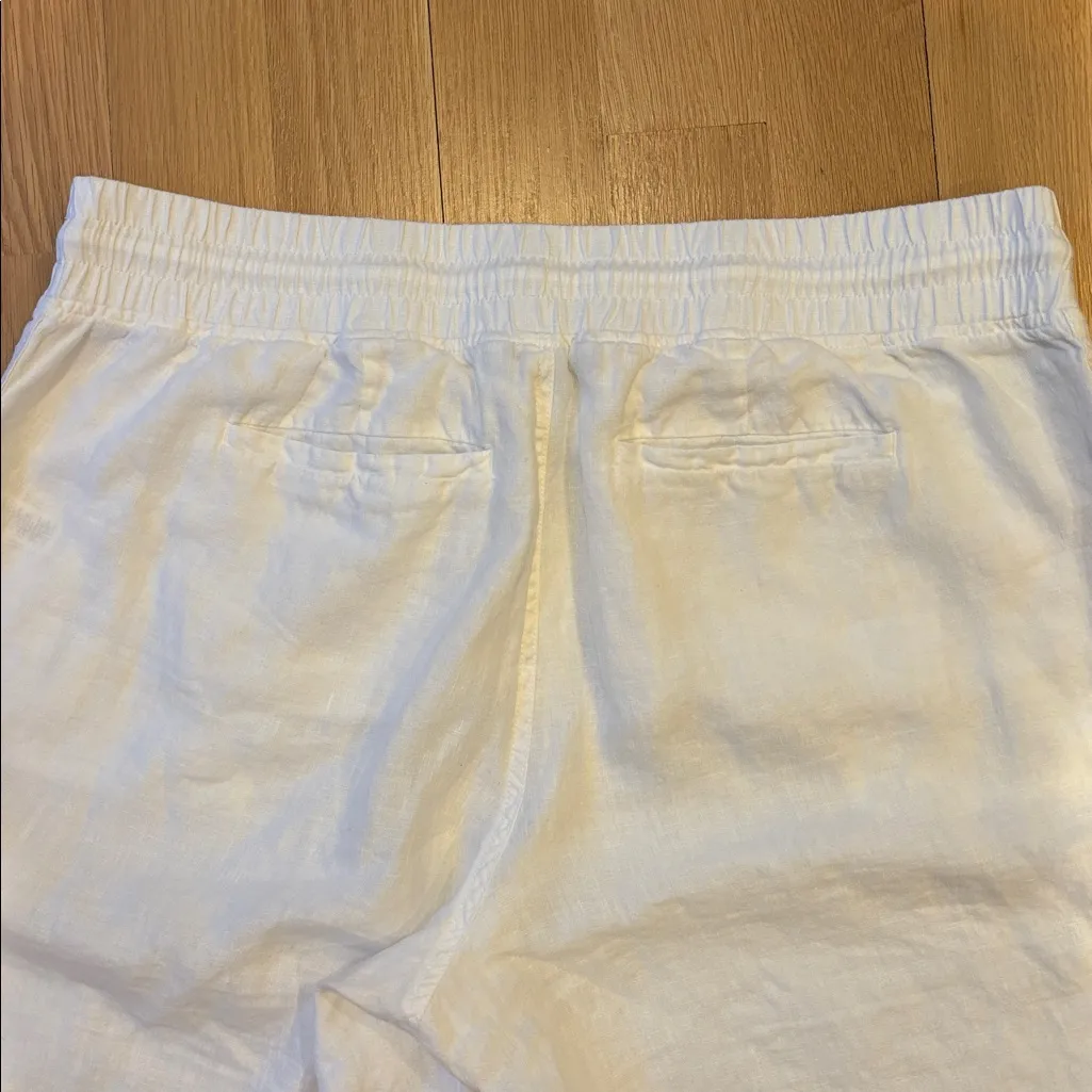Athleta Shorts Cabo Linen Wide Leg White Drawstring Size 18 - Image 5