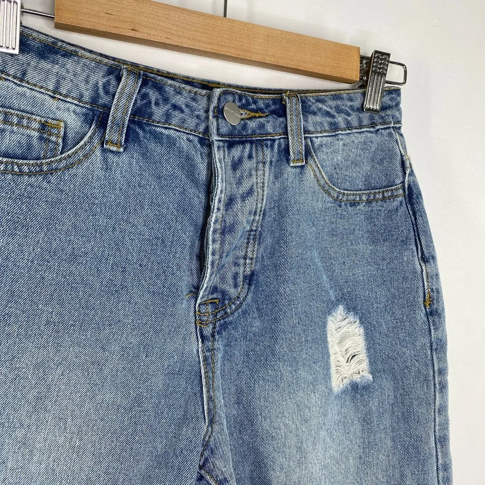 Revolve Superdown Distressed Cut Off Bermuda Denim Shorts Womens Size 25 - Image 5