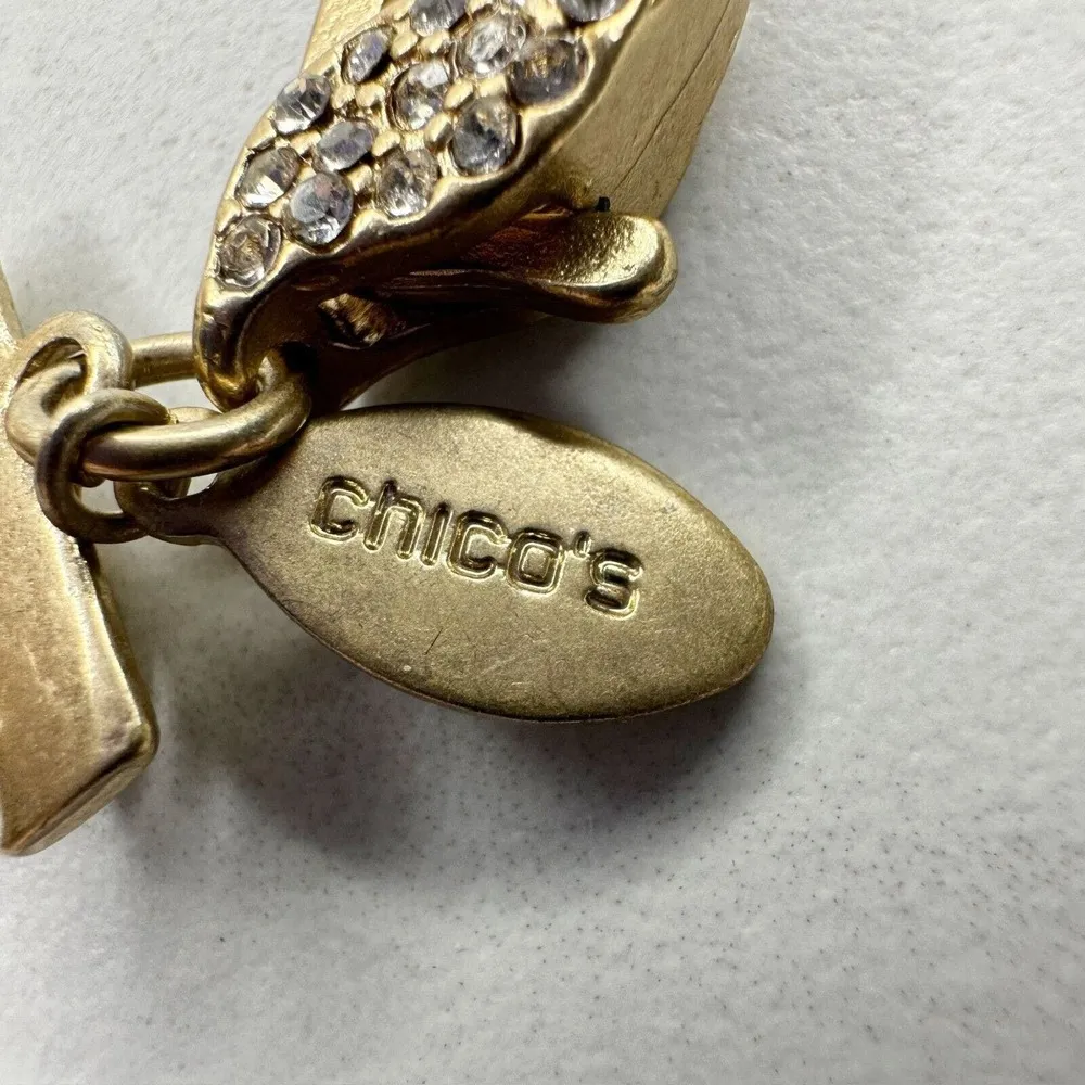 Chico's Layered Double Strand Chunky Faux Pearl Beaded Long Gold Tone Necklace - Image 14