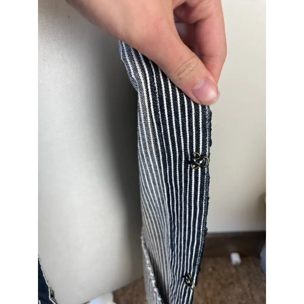 VTG AMI Blazer Jacket Black White Striped Ruffle 3/4 Sleeve Vintage Women's 1X - Image 5