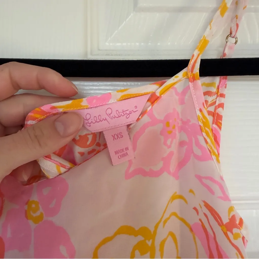 Lilly Pulitzer Zoe V-Neck Silk Cami in Casa Banana Size XXS - Image 4