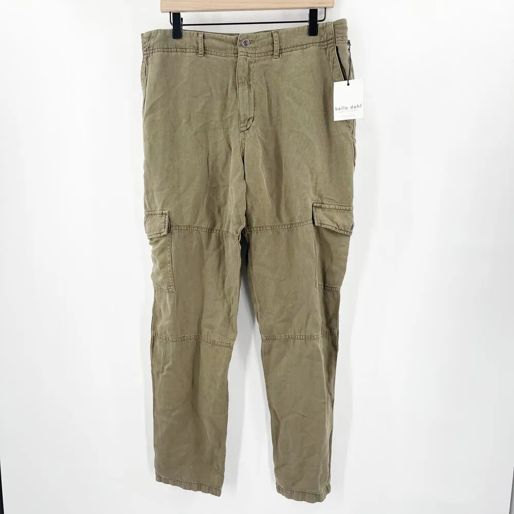 BELLA DAHL Sienna Pants Size 31 NWT Rolled Cargo Linen Blend Jogger Green Casual - Image 3
