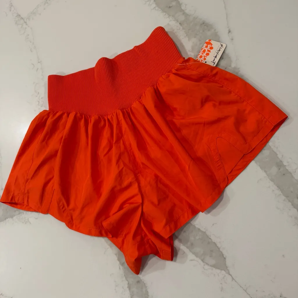 Free People Movement NWT Carpe Diem High Waisted Shorts Women’s Large Scarlet Orange - Image 3