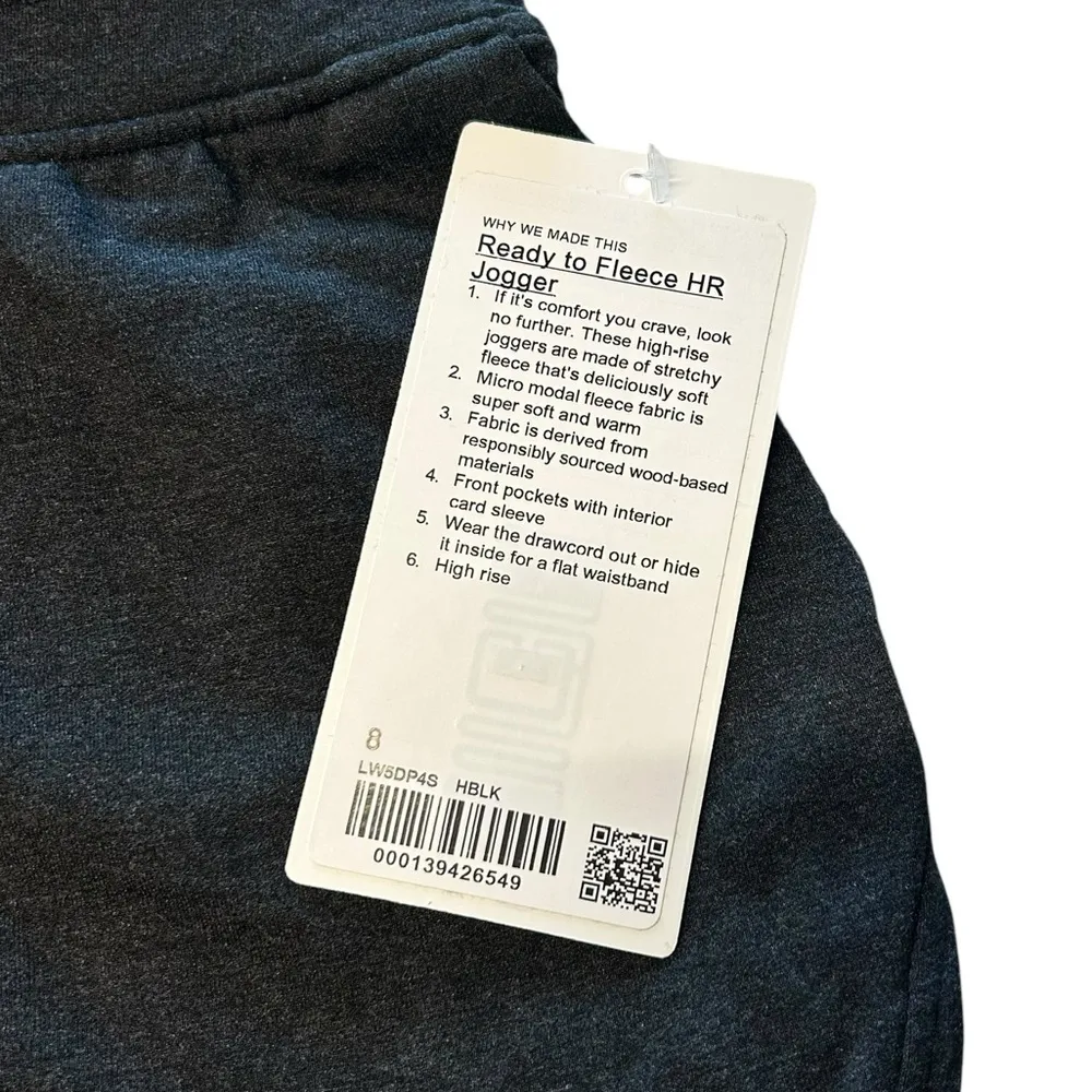 Lululemon Women’s 8 High-Rise Jogger Ready to Fleece 
Heathered Black Sweatpants - Image 3