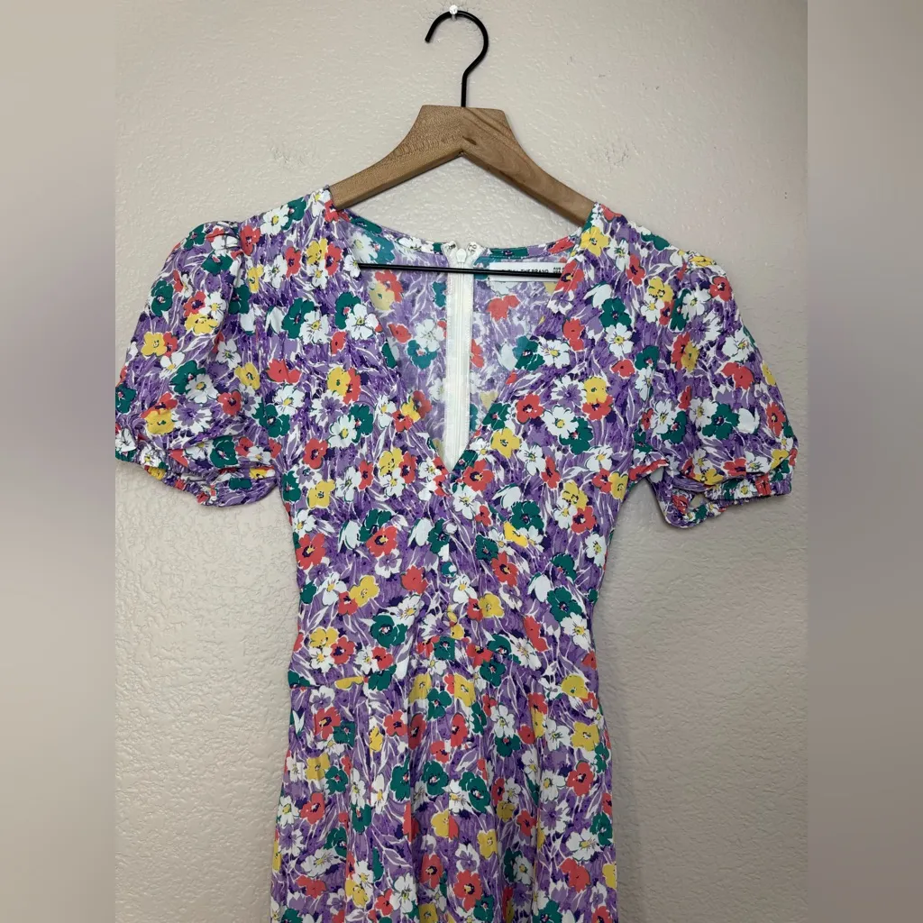 Faithful The Brand Marie Louise Mini Dress in Nefeli Floral Purple US 2 AUS 6 - Image 4