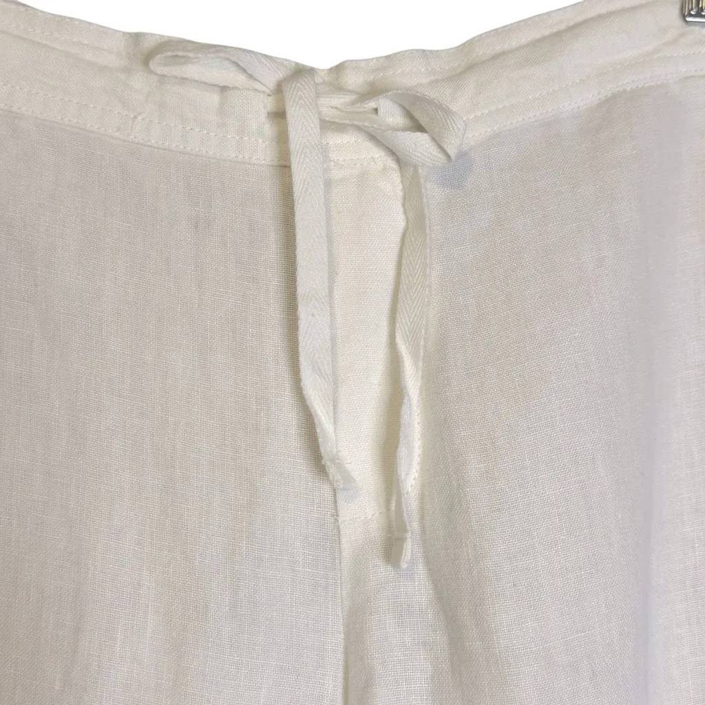 J. Jill Love Linen Ivory White Ankle Cropped Pants Drawstring Elastic Waist M‎ Size M - Image 4